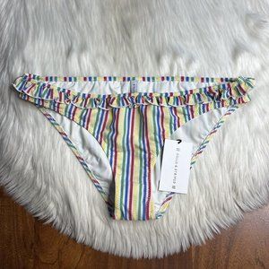Solid & Striped Womens Size Large Rainbow Stripe Milly Ruffle Bikini Swim Bottom